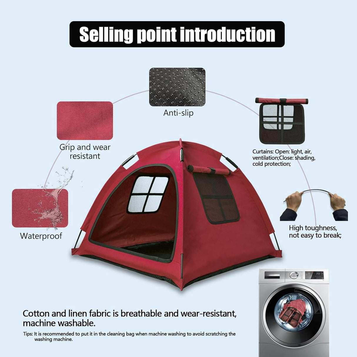 Casa de tienda para gatos Red Cat, portátil, interior/exterior