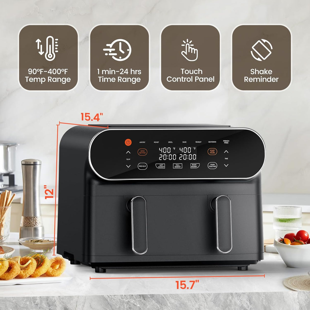 Freidoras de aire 11-QT XL, 8 en 1, cesta flexible, modelo QT.