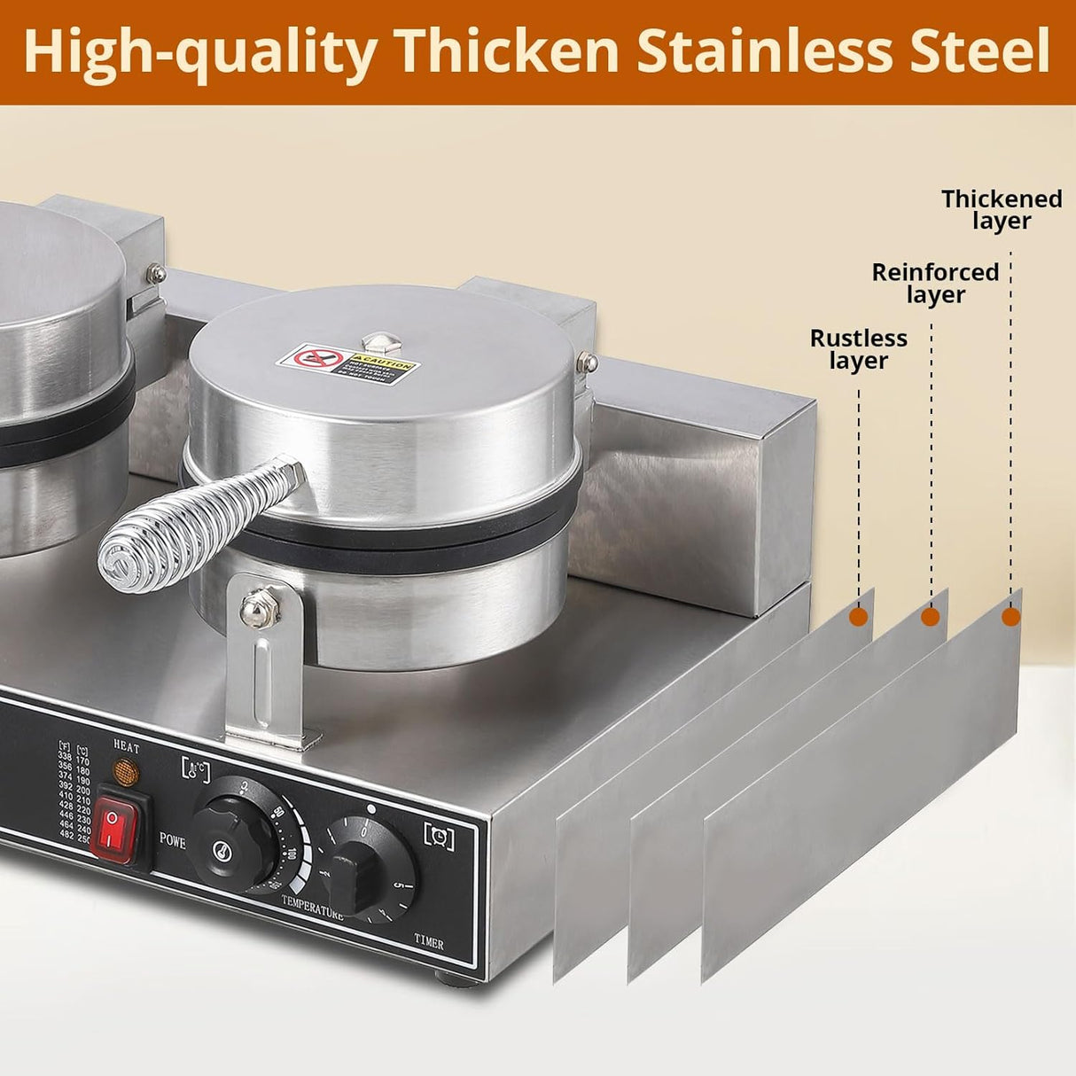 Máquina Waffle Doble Cabeza 110V 2600W Acero Inoxidable