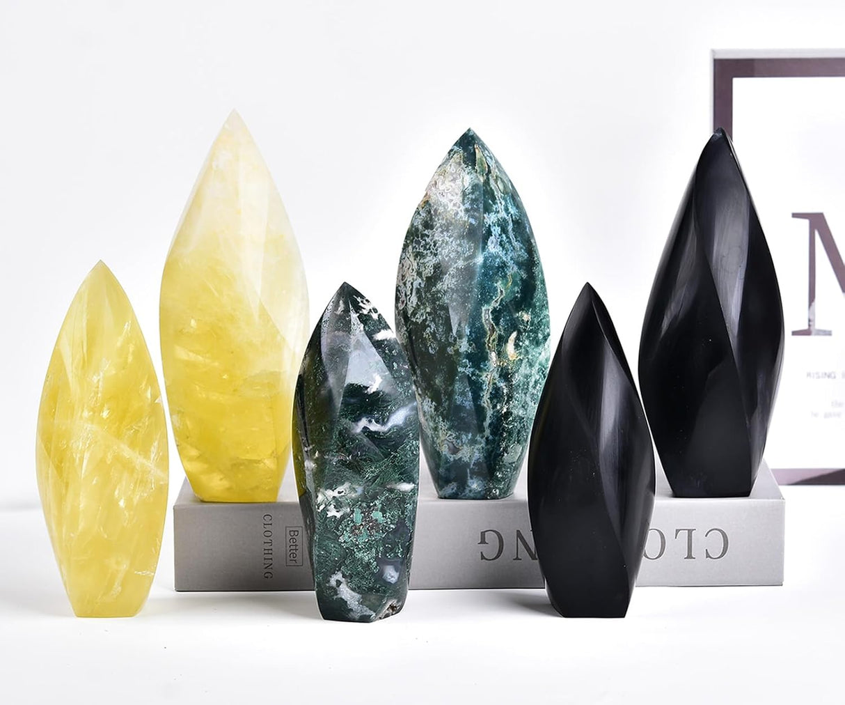 JIC Gem Torre de cristal de cuarzo limón natural en espiral