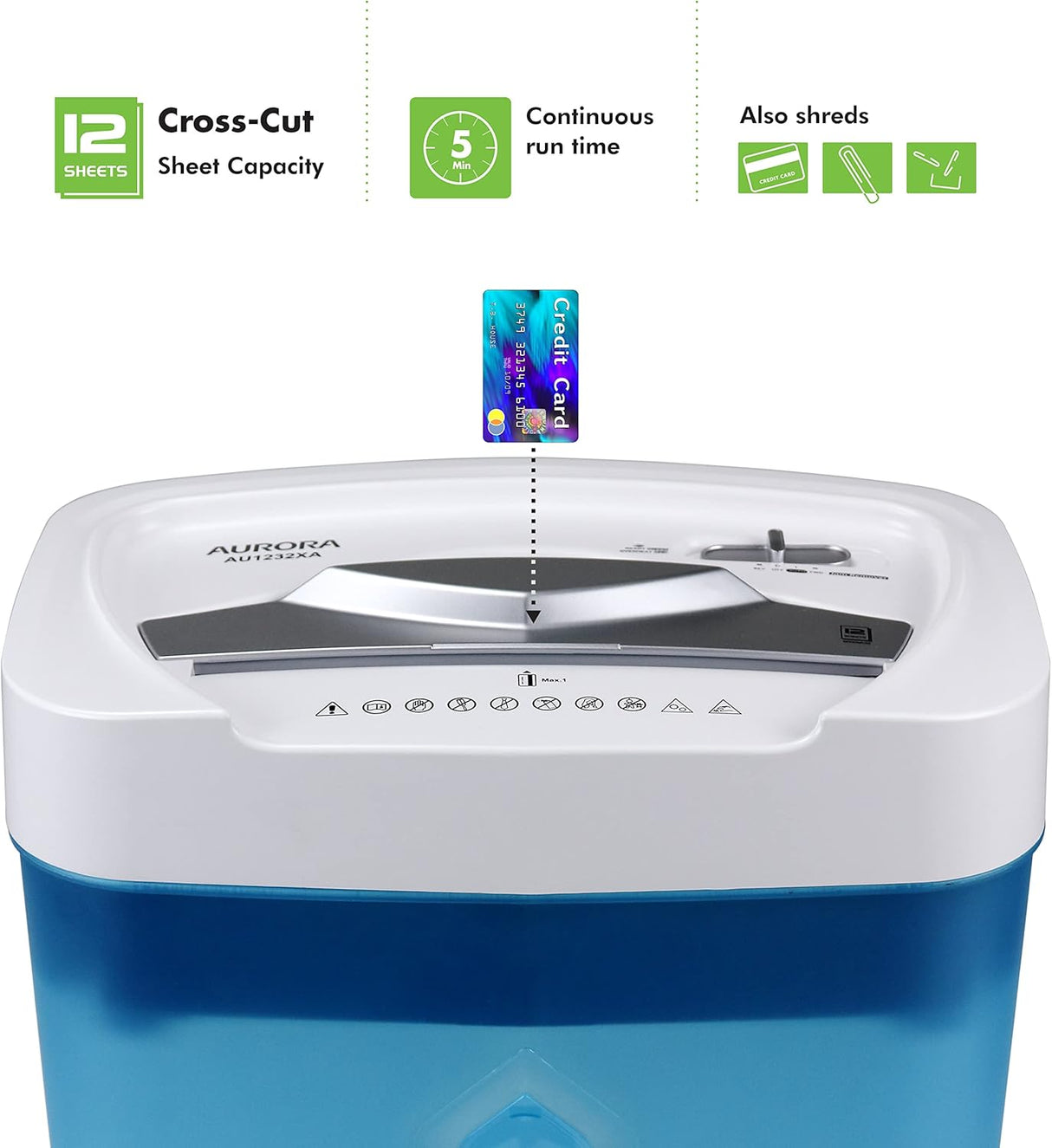 Trituradora Aurora AU1232XA 12 Hojas con Papelera 5.2 Gal.