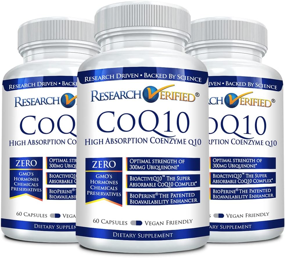 Research Verified CoQ10 Suplemento de 300mg, Absorción Mejorada