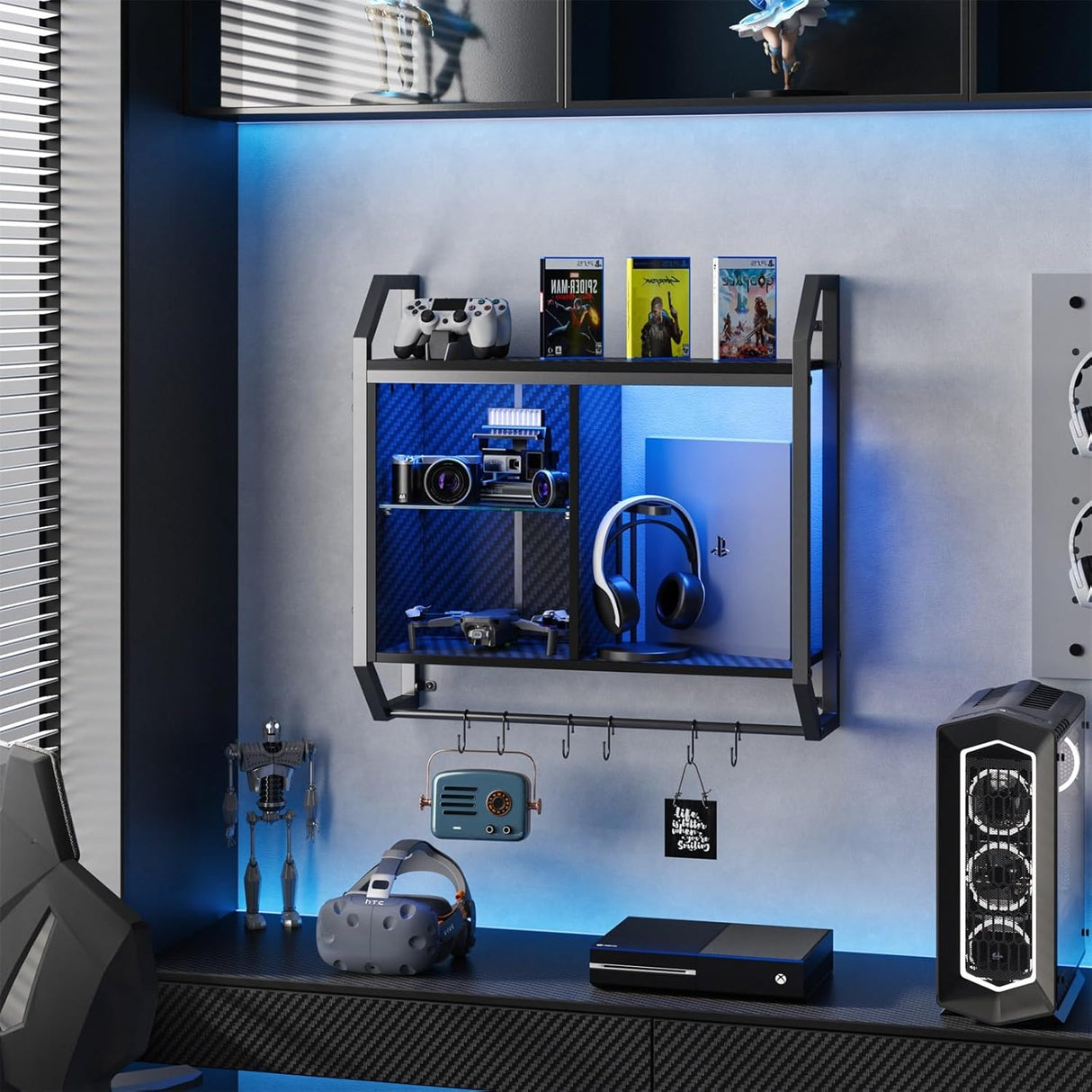 Estantes LED para juegos Bestier, estantes de vidrio ajustables