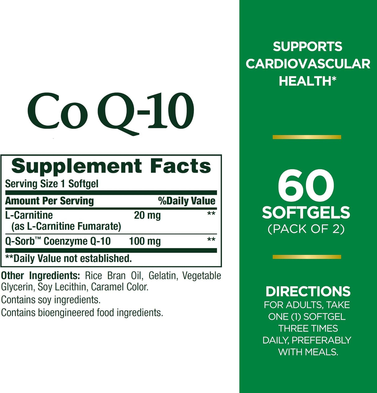 CoQ10 Nature's Bounty Suplemento 100mg + L-Carnitina Twin Pack
