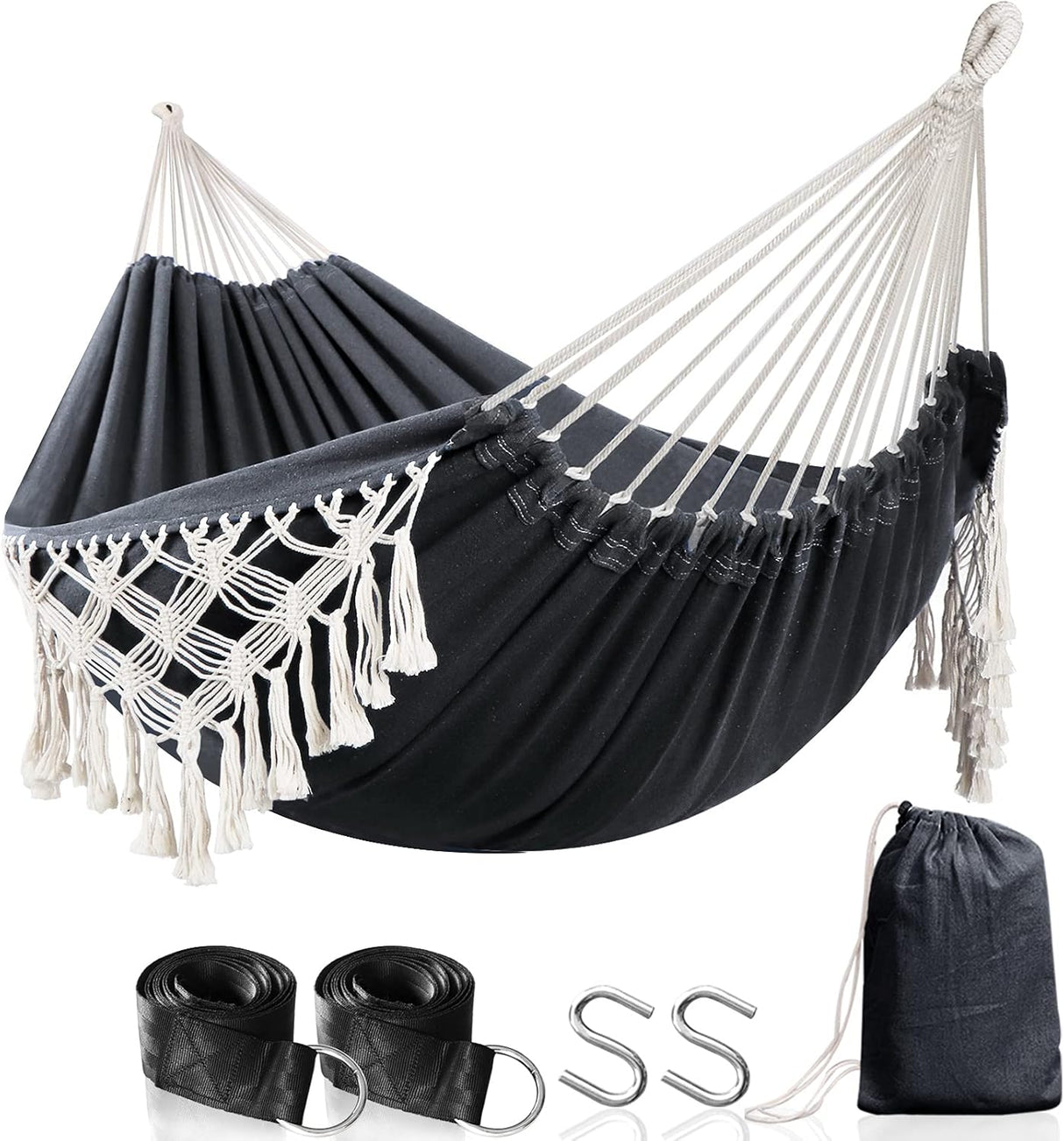Hamaca Anyoo Jardín, Algodón, Elegante con Borlas, 450lbs