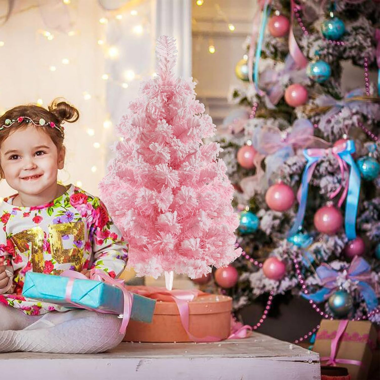 Árbol de Navidad Artificial 2FT Mini con Base Plástica Flocked