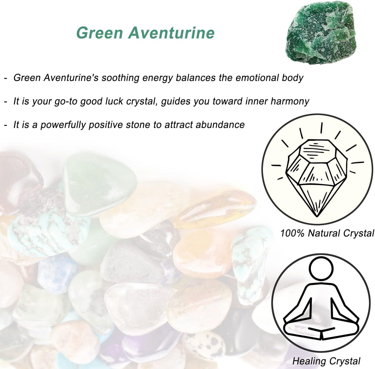 Cristales de Aventurina Verde, Naturales y sin Pulir, 1.25-2