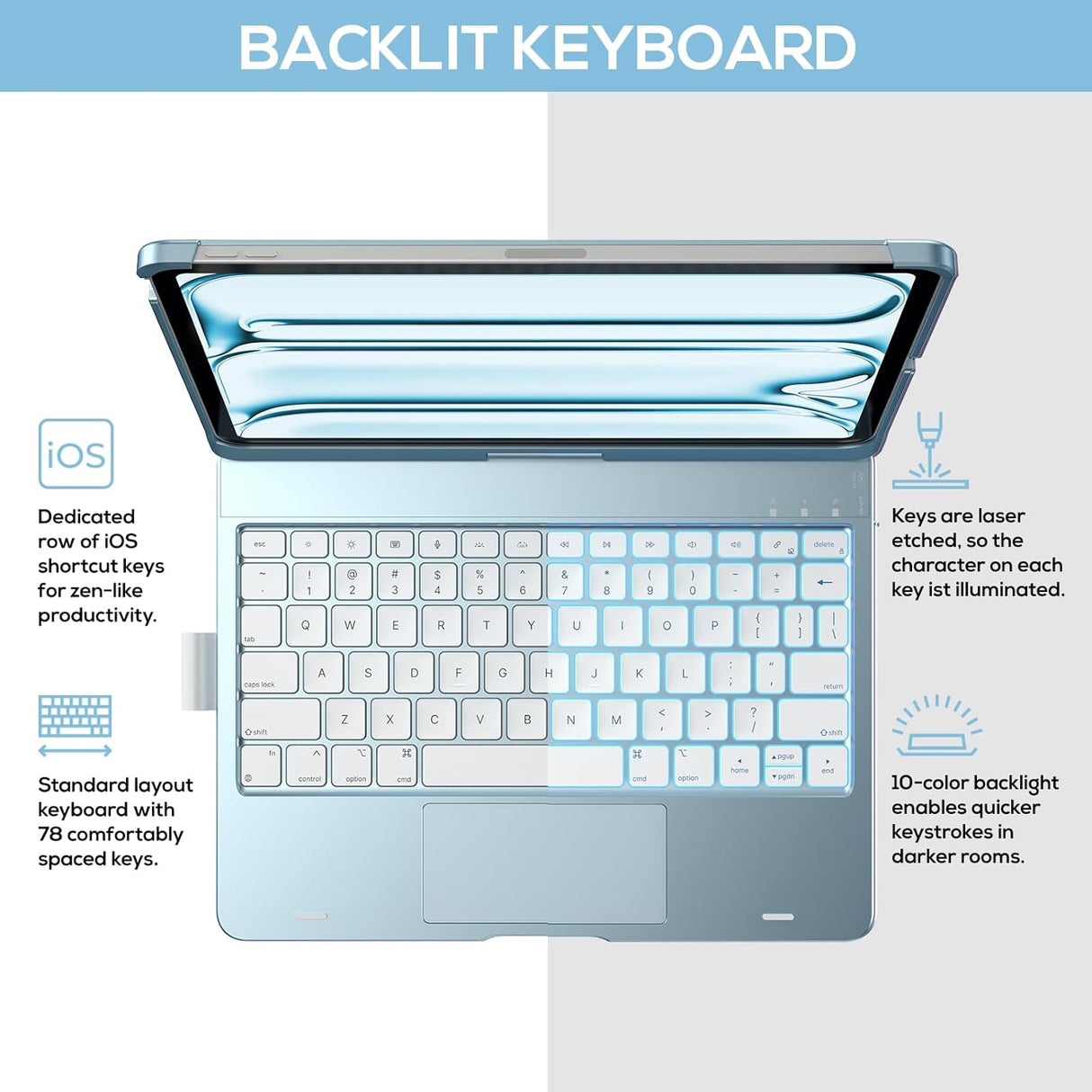 Funda Teclado Touch para iPad Pro 11 (M4) 2024, Inalámbrica