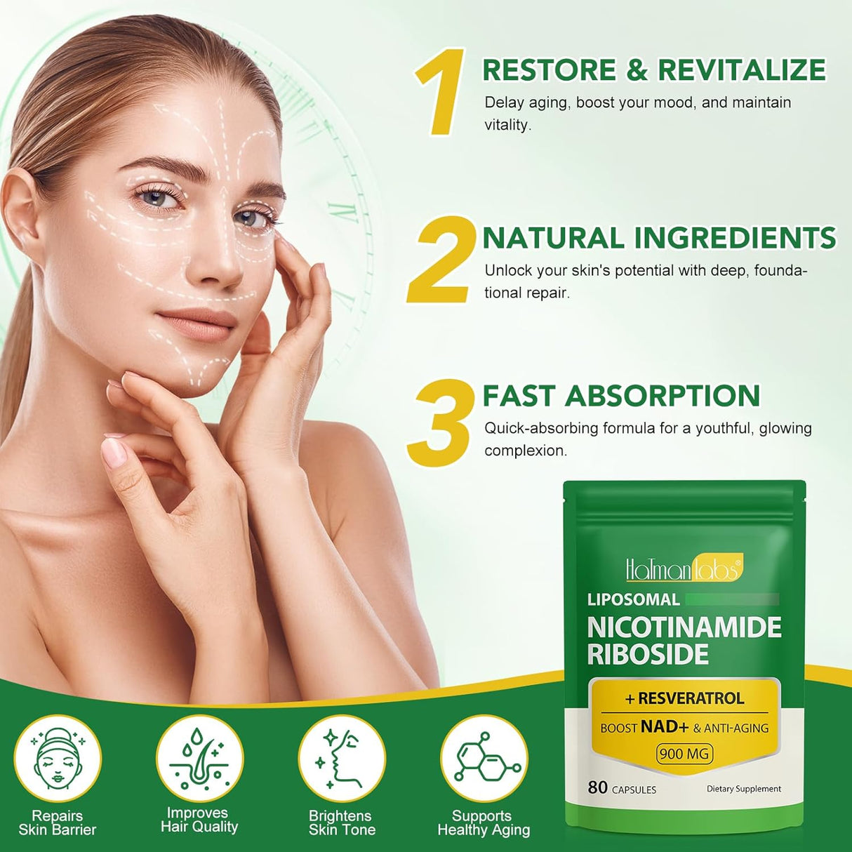 Suplemento NAD Liposomal 900mg - Energía y Salud Celular - 80 Cápsulas