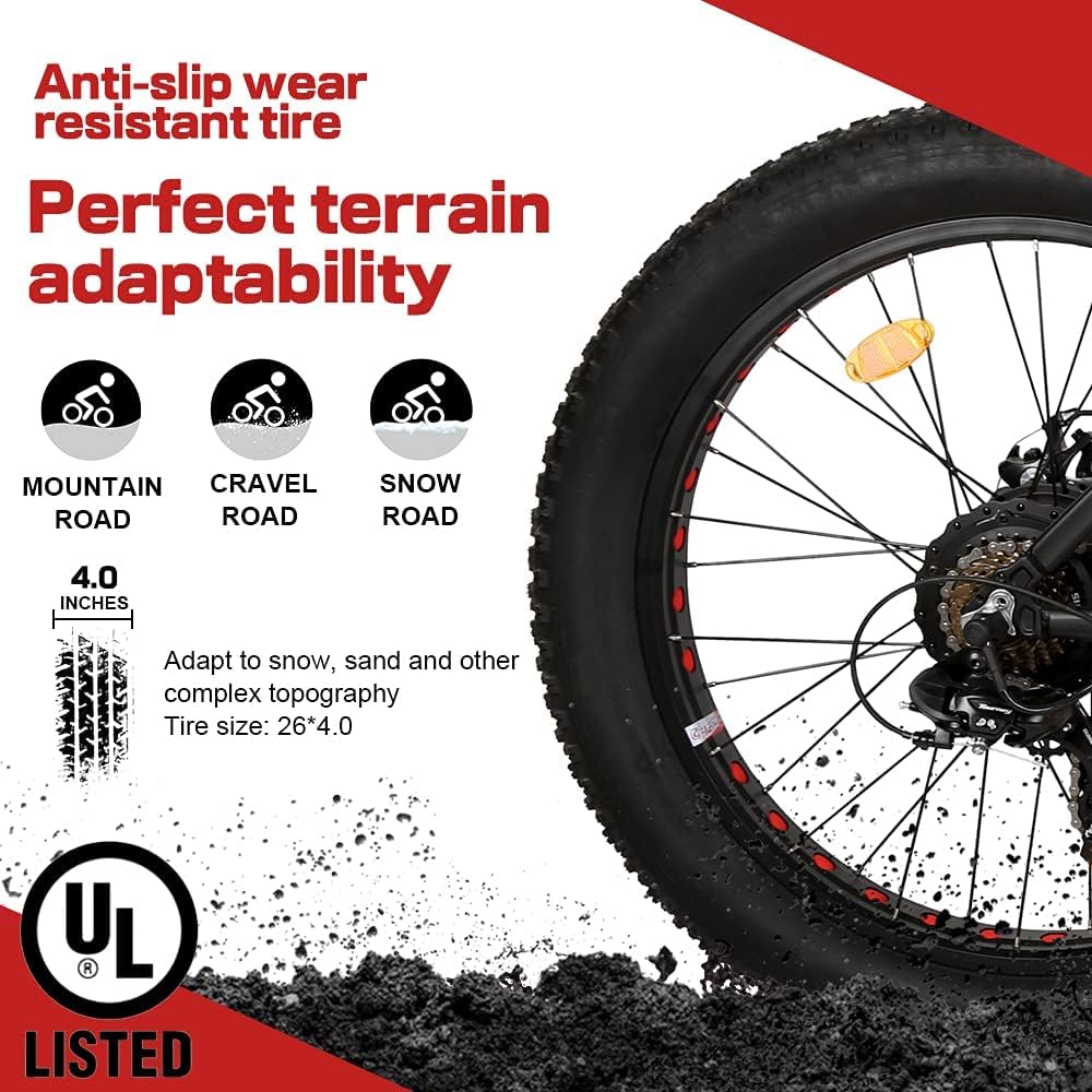 Bicicleta eléctrica ECOTRIC 26” 500W, batería extraíble, montaña