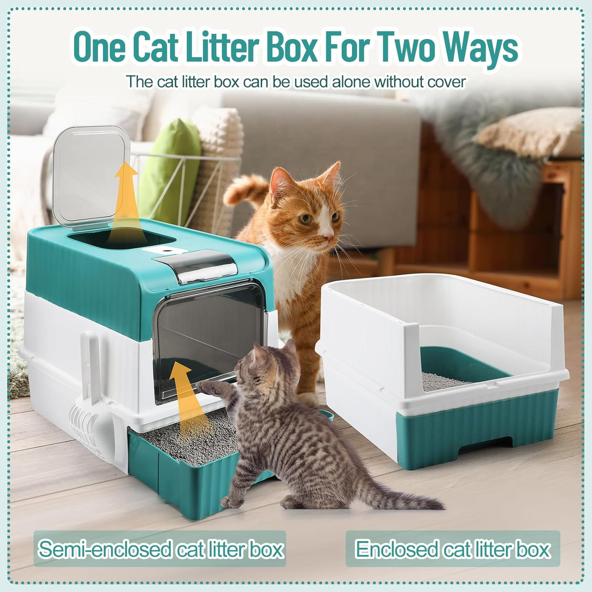 Kit de arenero con alfombrilla para gatos color verde Tioncy