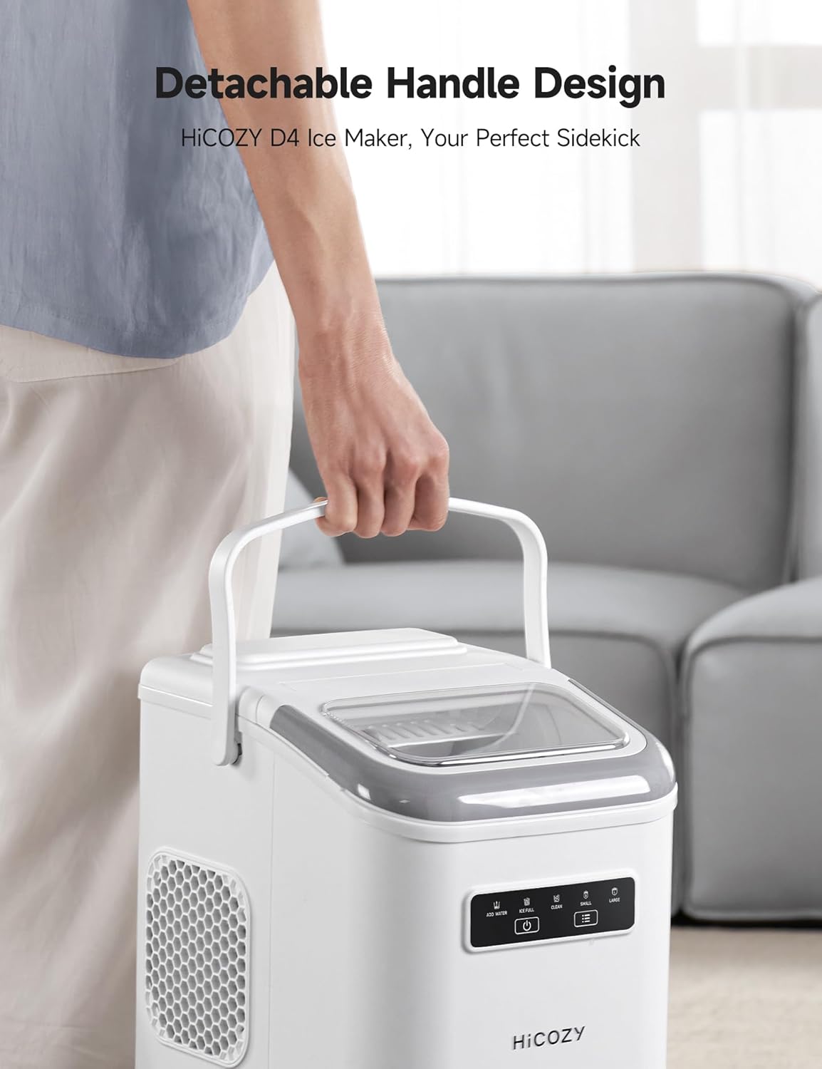 Máquina de Hielo HiCOZY, 26 lbs/día, Auto-Limpieza, Portátil