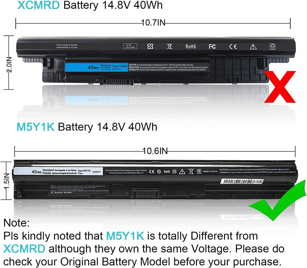 Batería para laptop M5Y1K para Dell Inspiron 15 5000 555