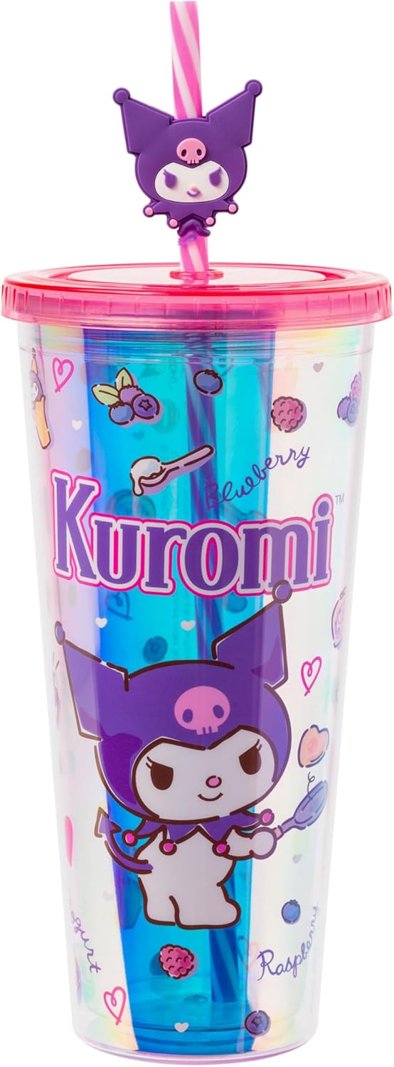 Vaso Frío de Plástico Hello Kitty Sanrio con Tapa y Popote 24 oz