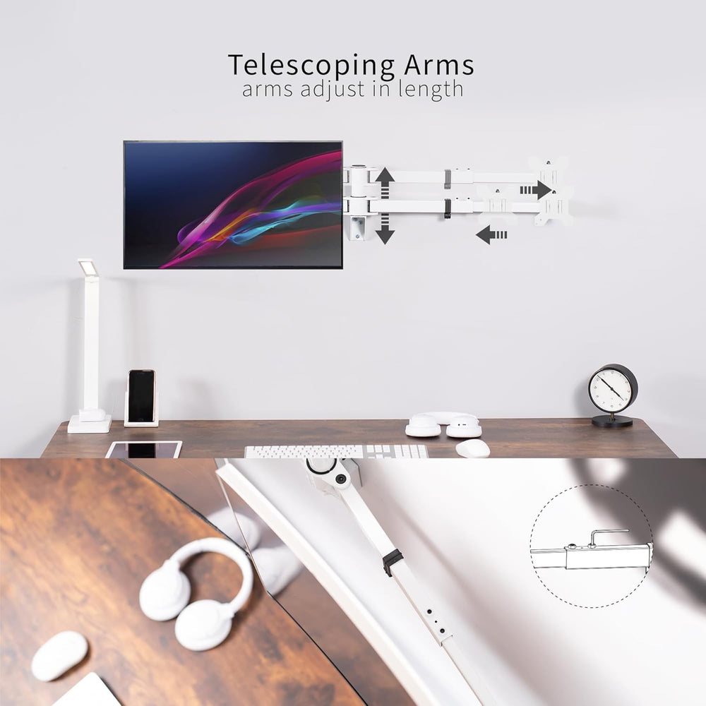 Soporte de Monitor Doble VIVO, Pared, Brazo Telescópico, MOUNT-TS38W