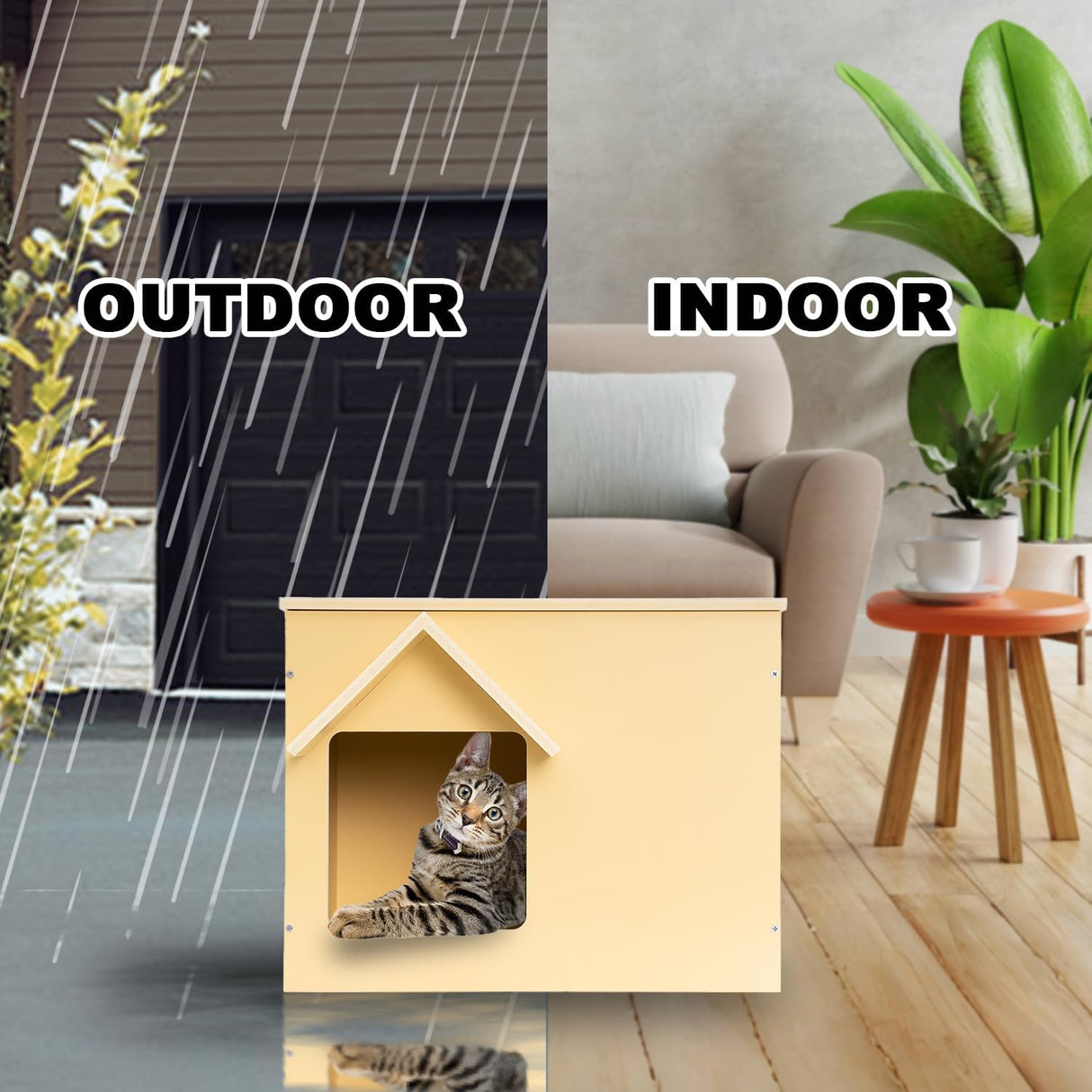 Casa para Gatos Exteriores, Refugio Feral, Aislada, Modelo Uno