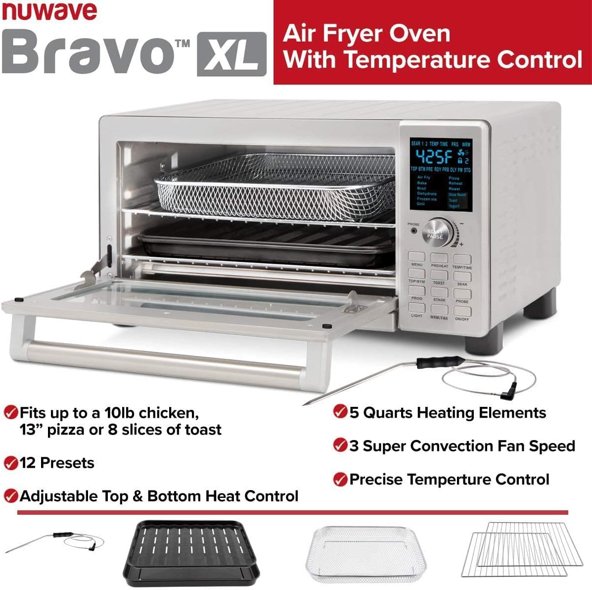 Nuwave Bravo - Horno inteligente con freidora de aire