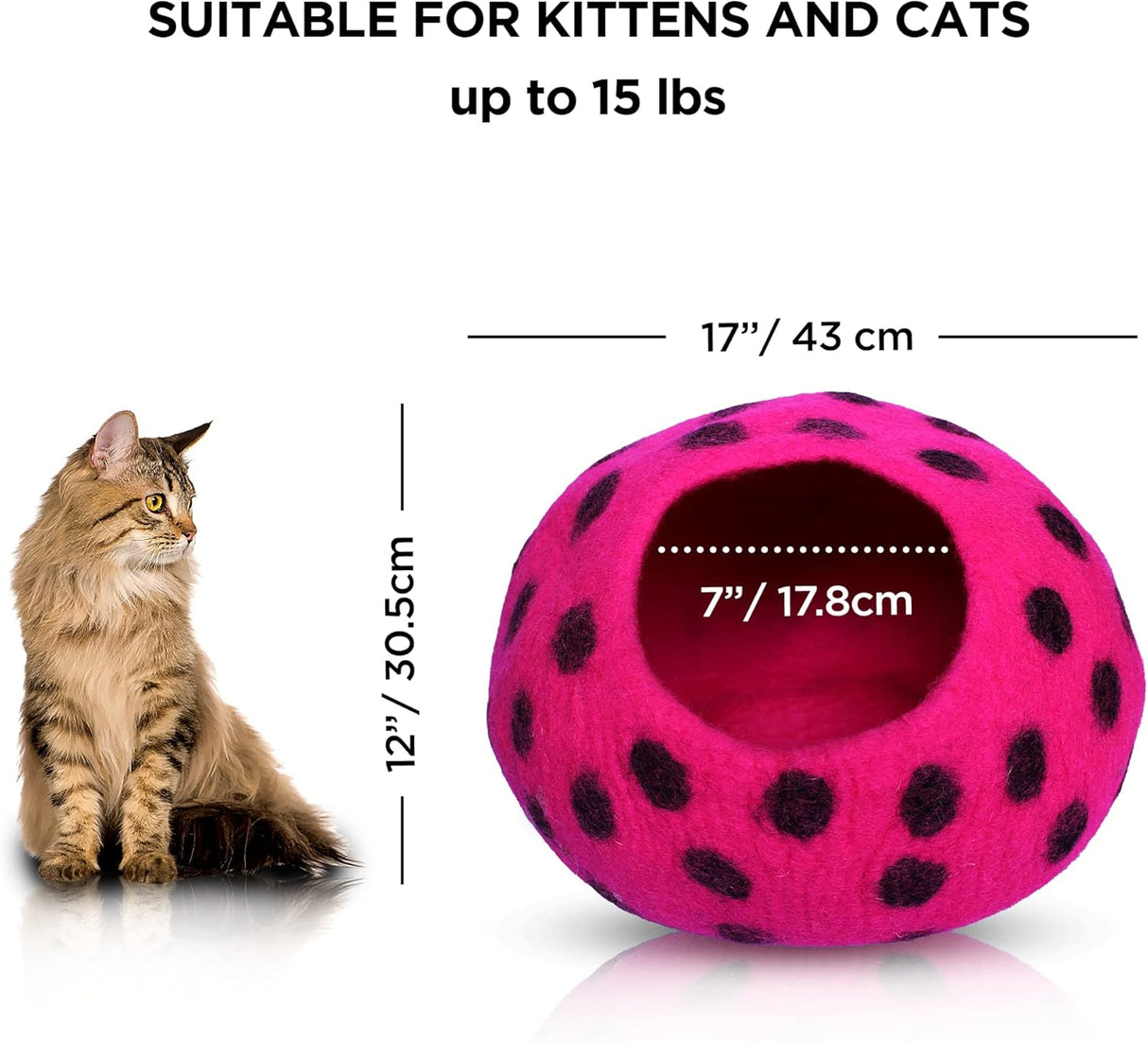 Cueva para Gatos Woolygon - Feltro Premium, Ecológica, Polka Dot