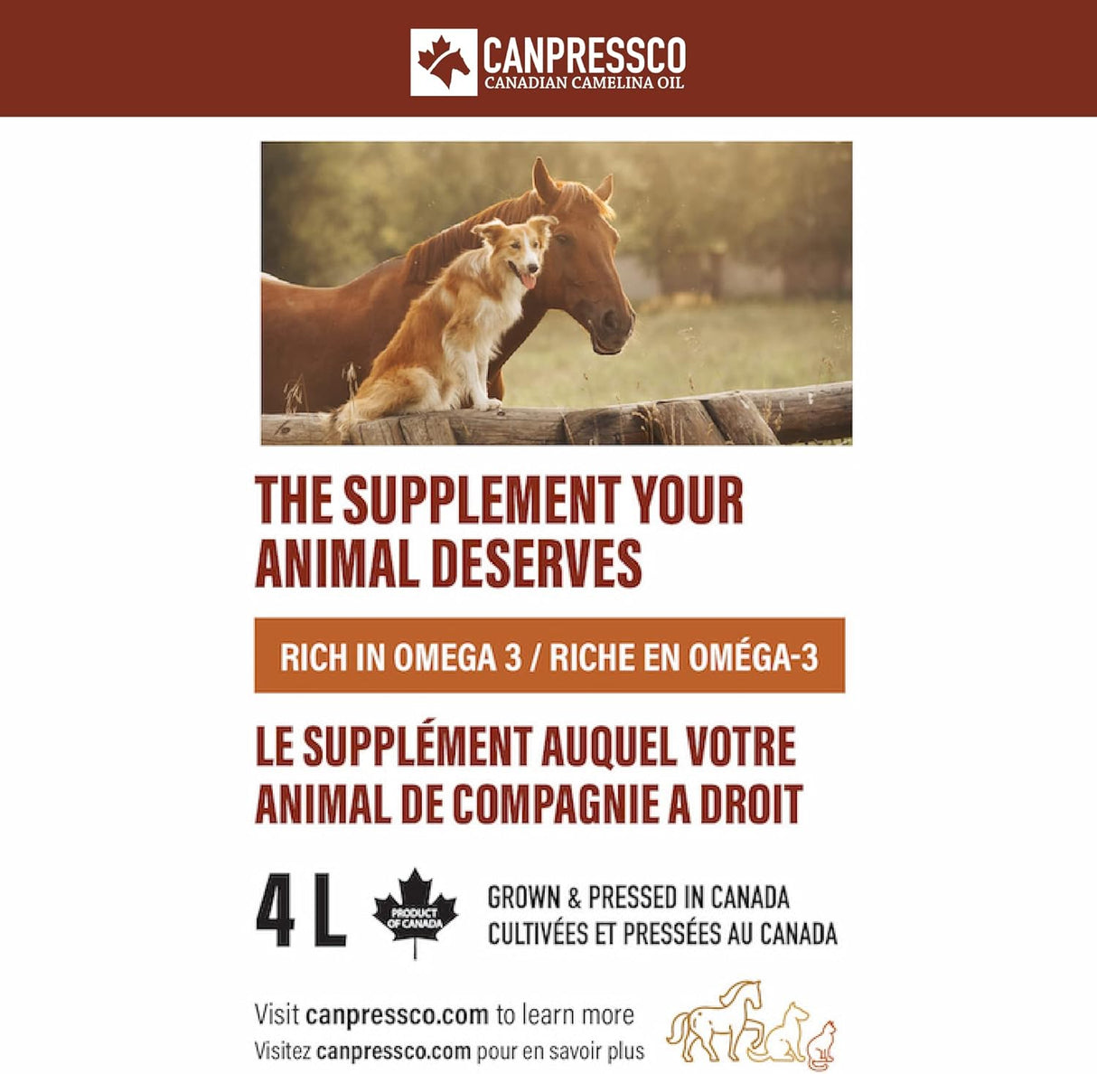 Suplementos Jarro de aceite de Camelina de 4 L con bomba