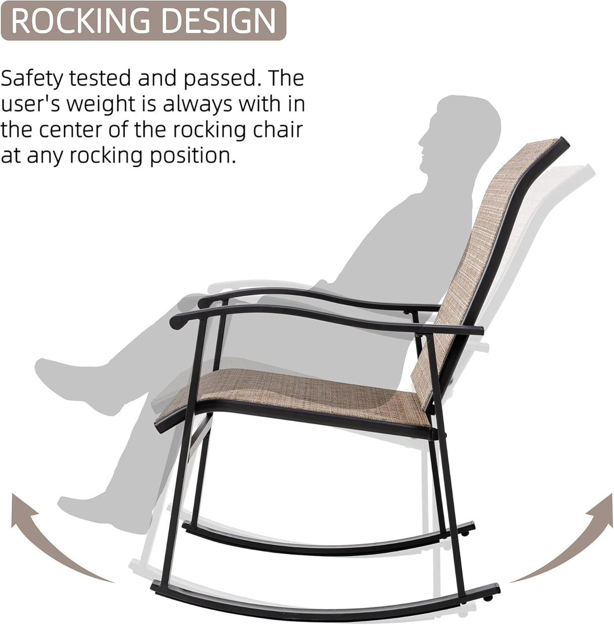 Vongrasig Juego de 3 piezas de muebles de patio pequeños de tela textileno, juego de muebles de patio pequeños, juego de conversación con mesa de vidrio para césped, jardín, balcón, junto a la piscina (marrón)