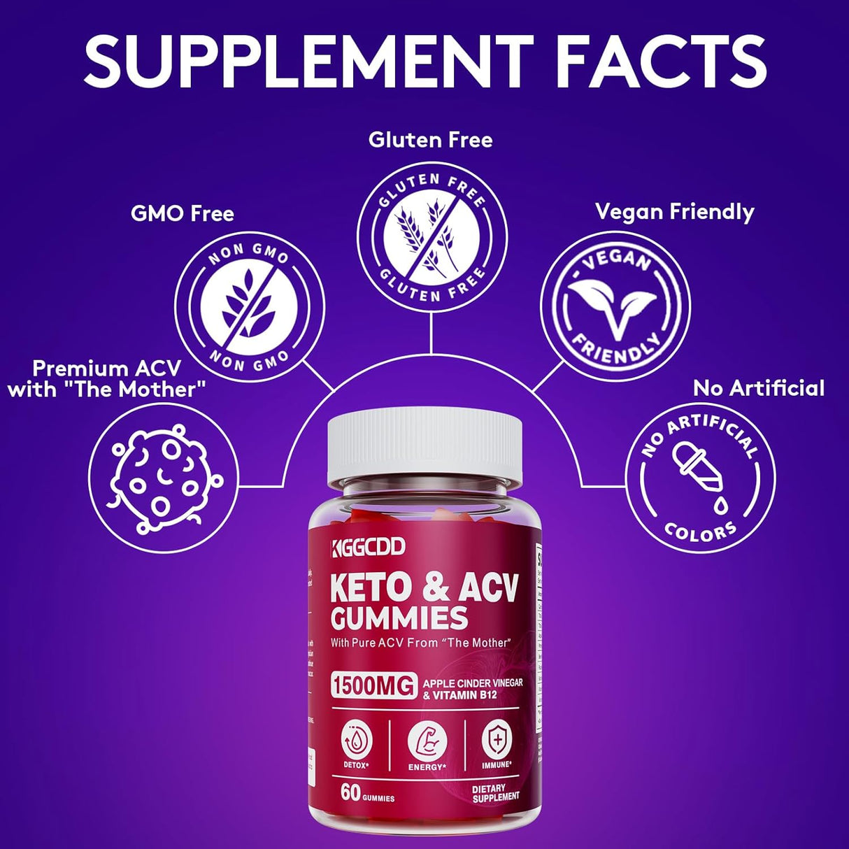 Keto ACV Gomitas de pérdida de peso avanzada vitamina B6 B12