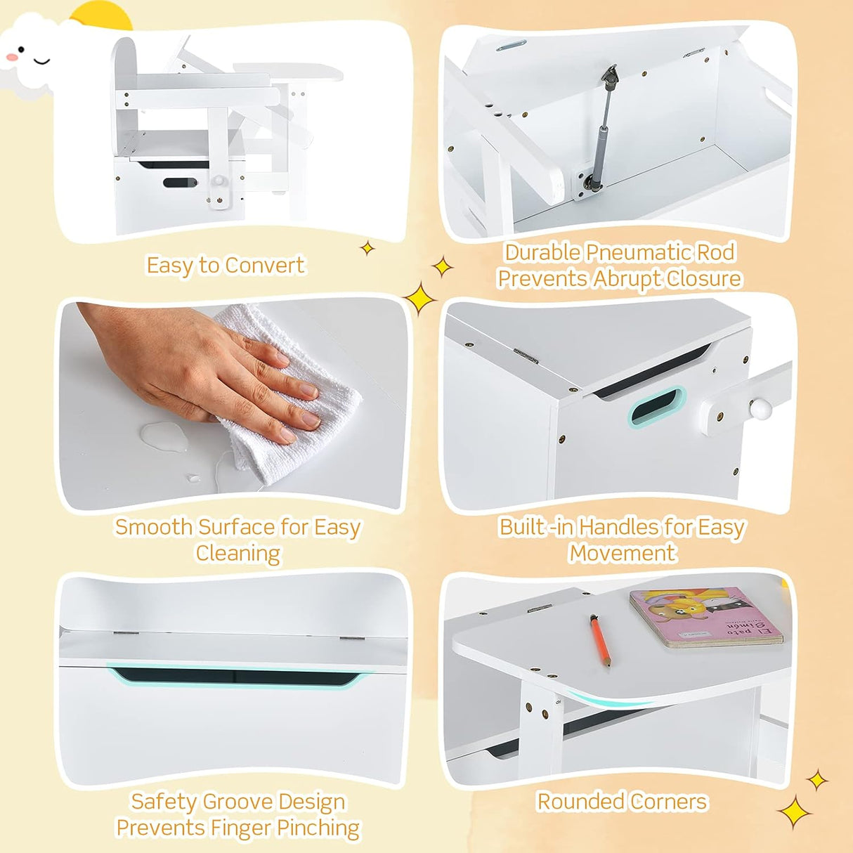 Juego de mesa y silla para niños con asa integrada