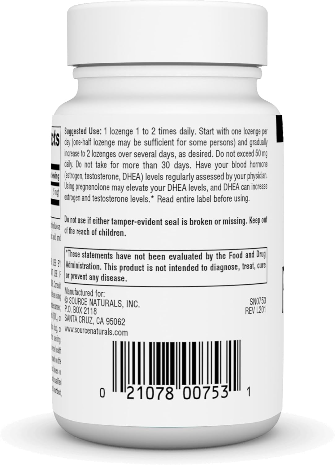 Suplemento de Pregnenolona 25mg - Source Naturals - 120 Lozenges
