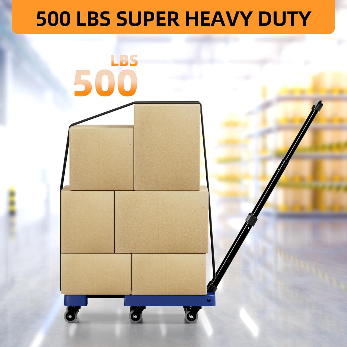 Carretilla Plegable 500 LB, Carro de Carga 6 Ruedas, Modelo A