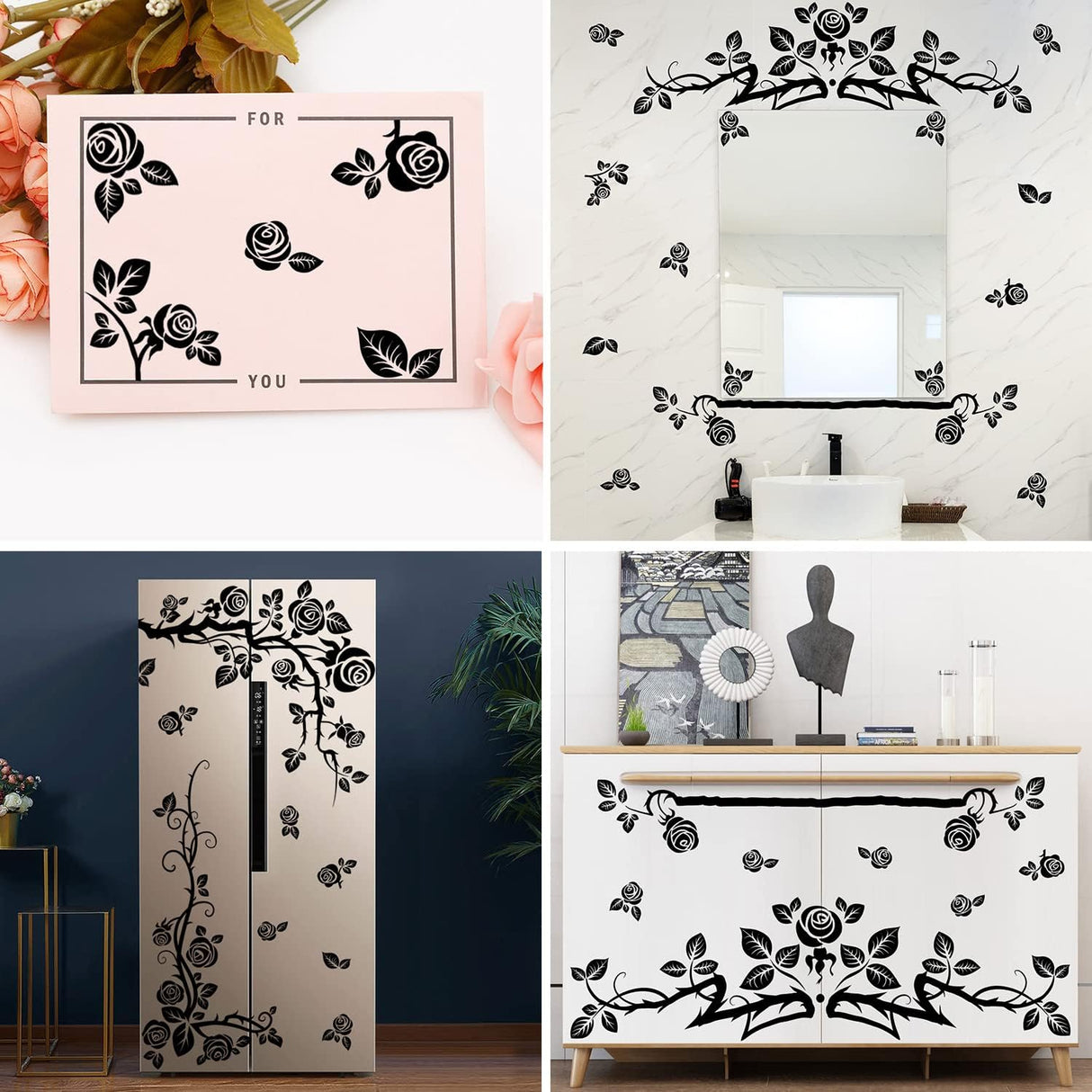 Vinilos 3D Flores Pared Amaonm, Decoración Removible para Hogar