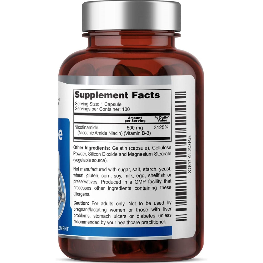 Suplemento B-3 Nicotinamida 500 mg 100 cápsulas Amide