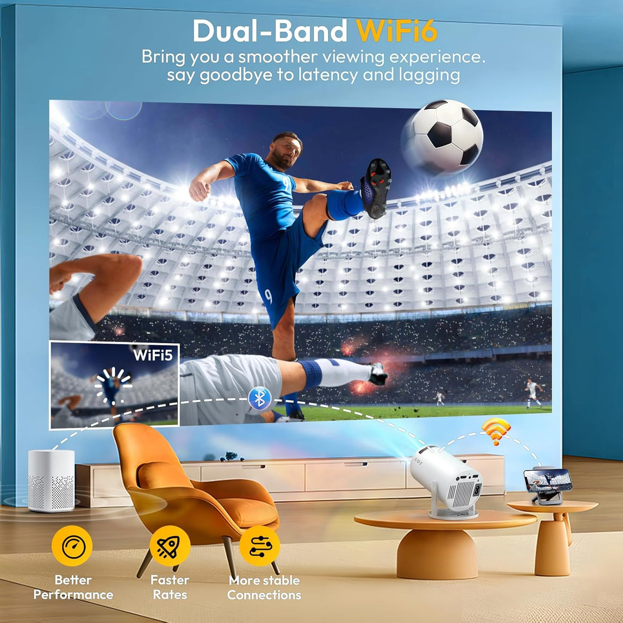 Proyector Mini Smart XGODY 4K, WiFi6, Bluetooth 5.0, Gimbal 3