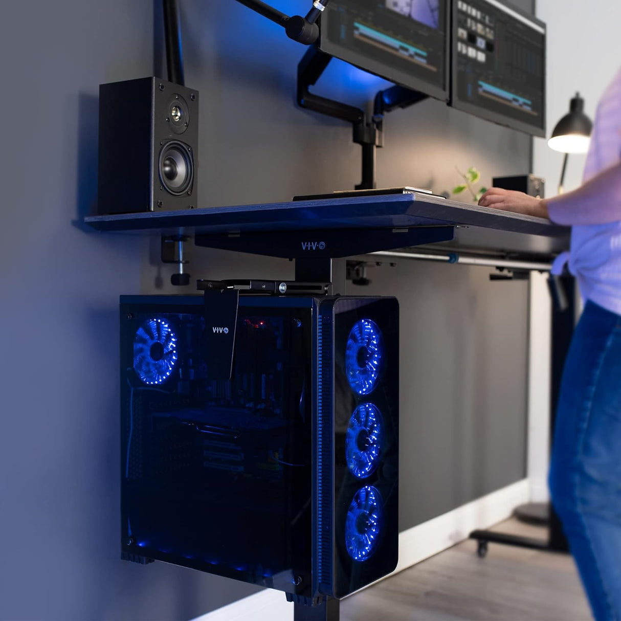 Soporte de CPU ajustable VIVO, montaje bajo escritorio, MOUNT-PC01C