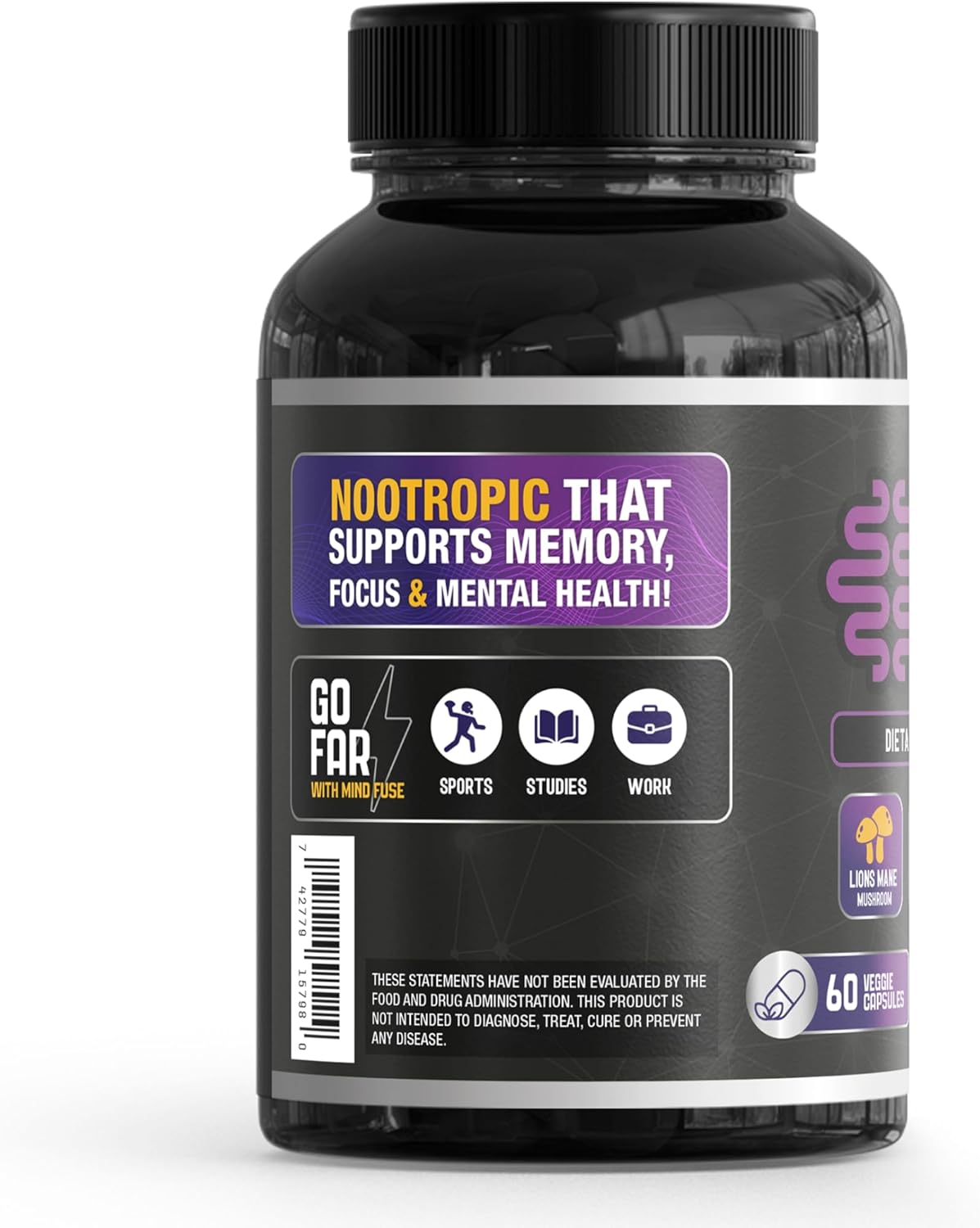 Suplemento Nootrópico Memoria - Lions Mane, Ashwagandha, Omega 3