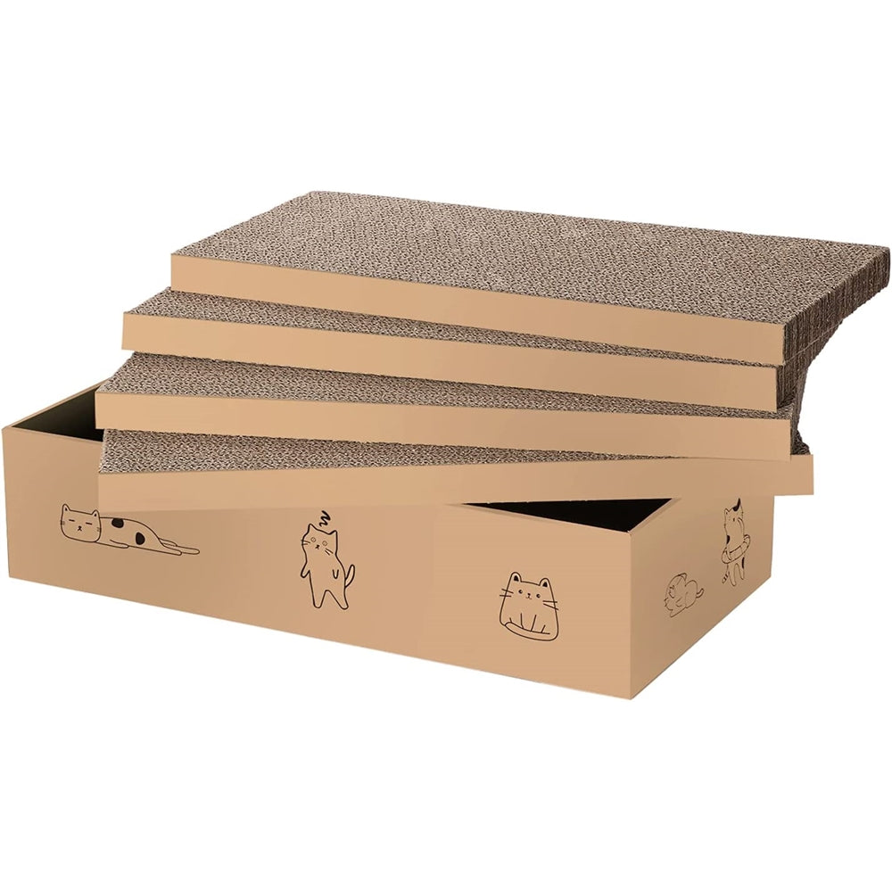 Almohadilla para rascar gatos con caja reversible 4 unidades