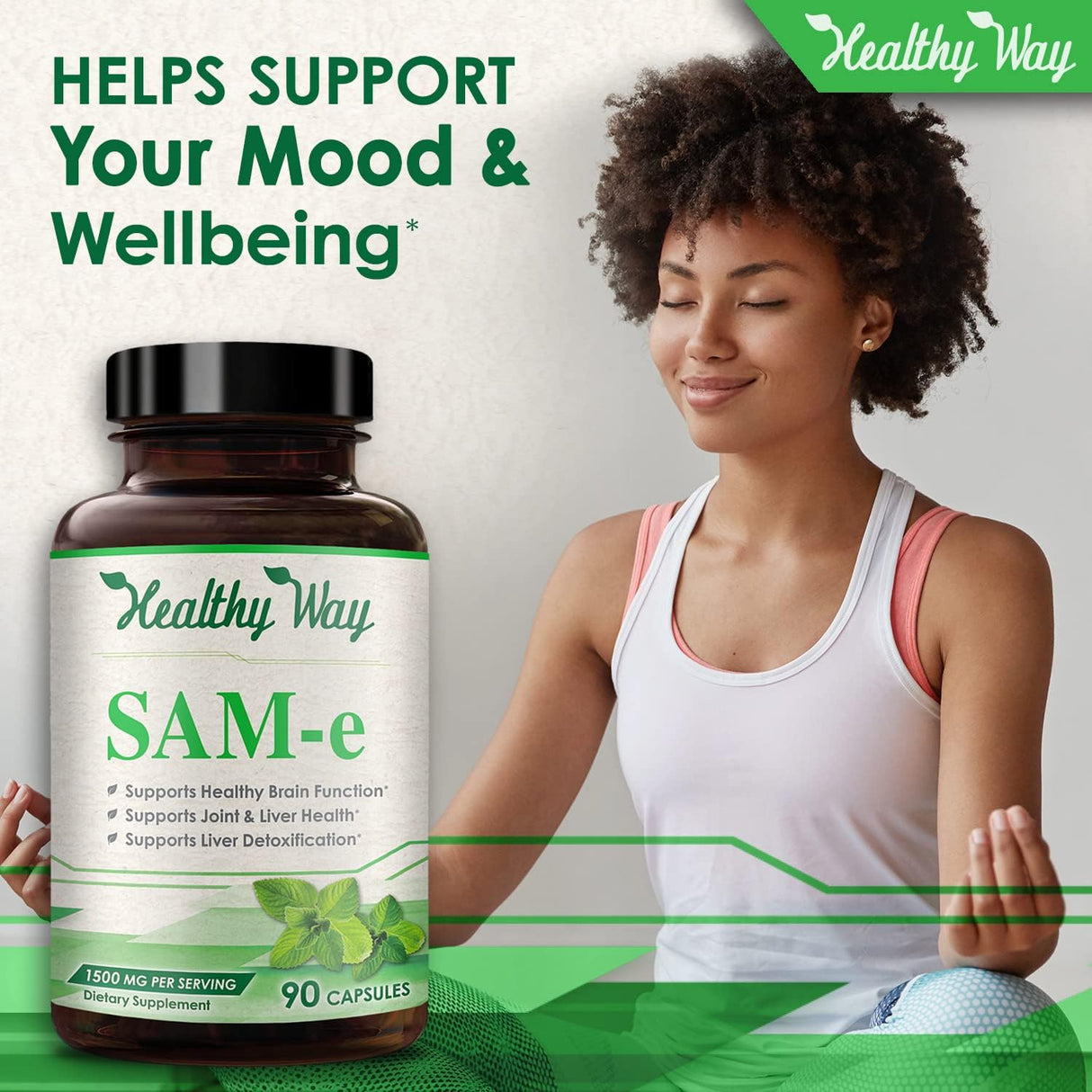 Suplemento Healthy Way SAM-e - S-adenosil metionina 1500 mg