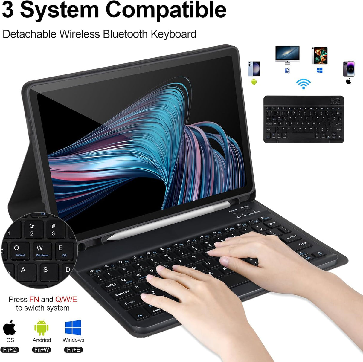 Funda con Teclado para Samsung Galaxy Tab A9+/Plus 11 2023