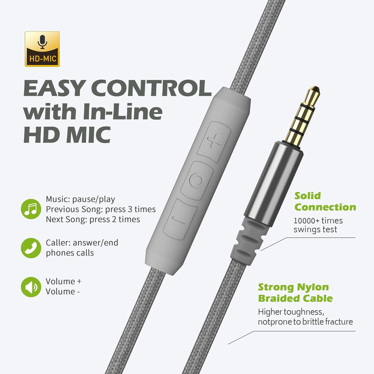 Auriculares AILIHEN C8, con micrófono y control de volumen