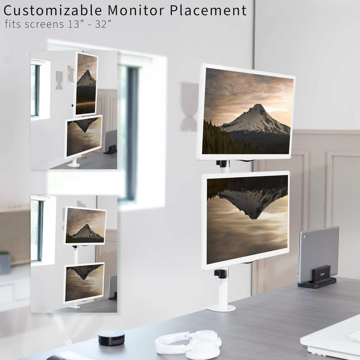 Soporte de Doble Monitor VIVO, Ajustable para 2 Pantallas, STAND-V002TW