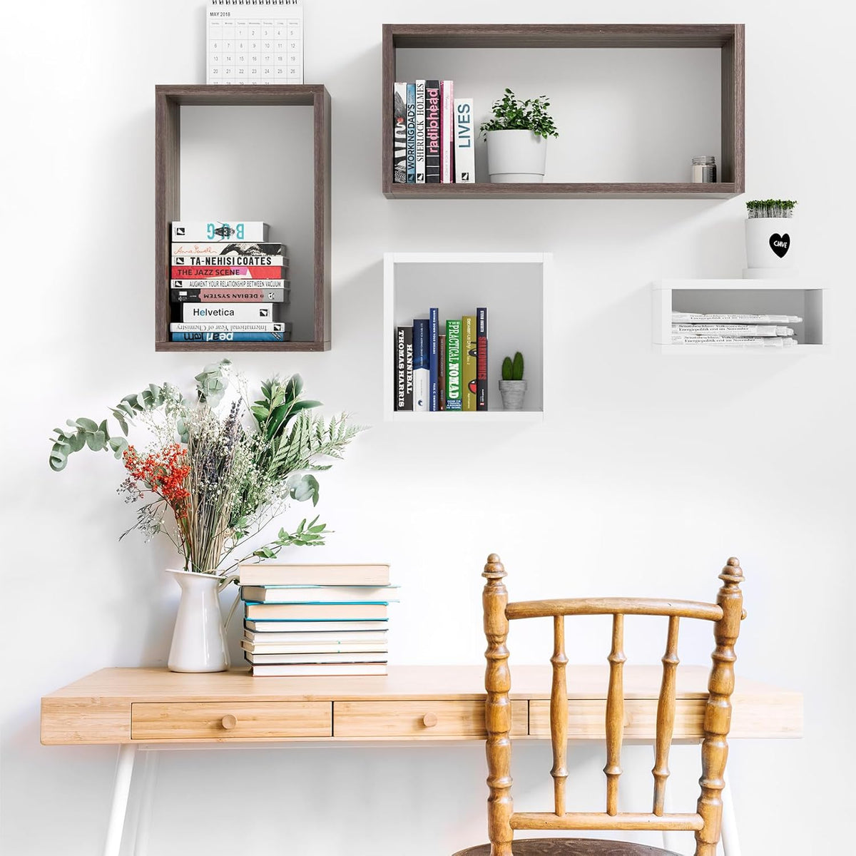 Estantería Flotante Kaboon, Set de 4 Cubos, Grande, Uso Comercial