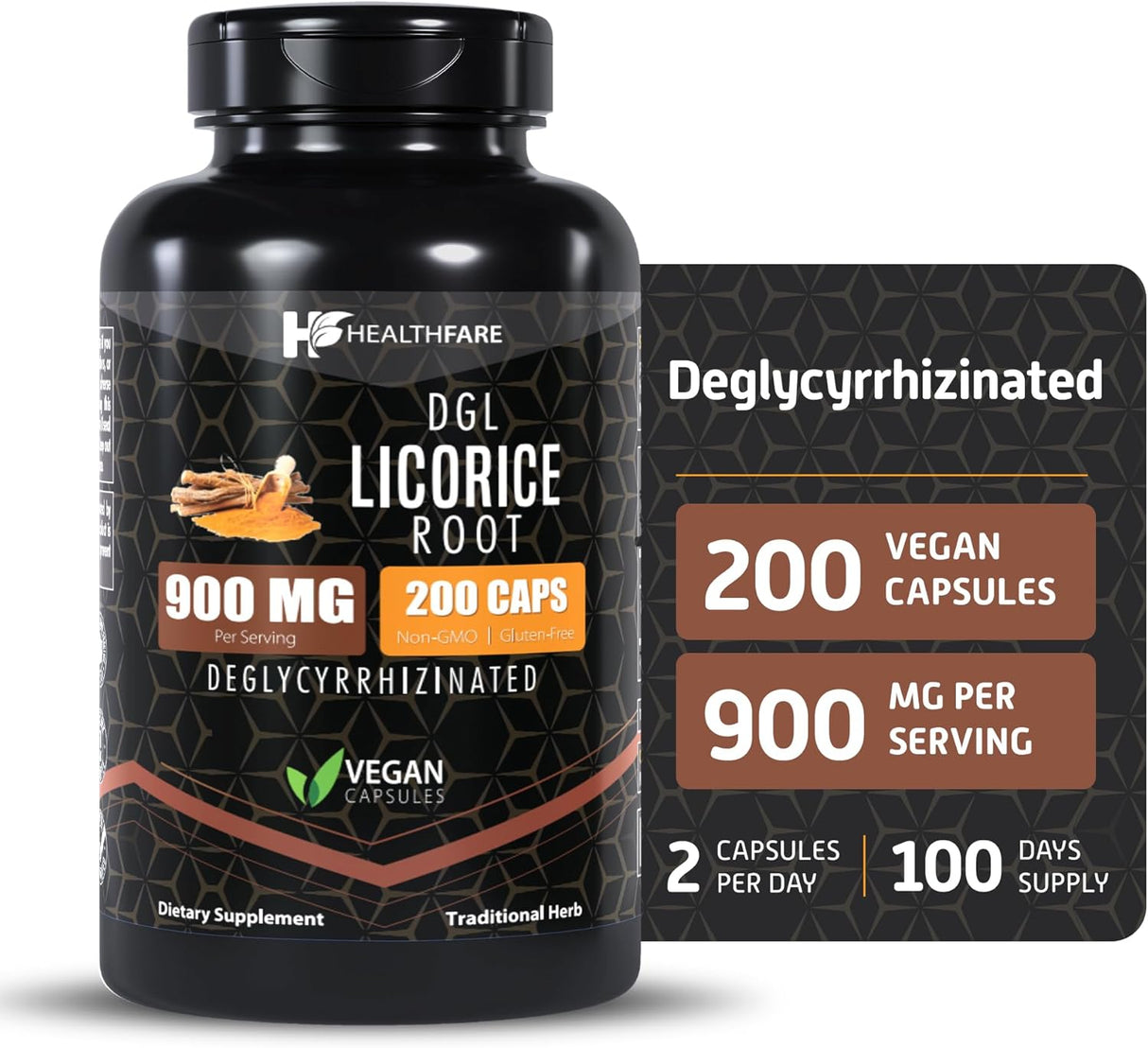 Cápsulas de Regaliz Ultra Puro 900 mg | 200 Conteo | No GMO