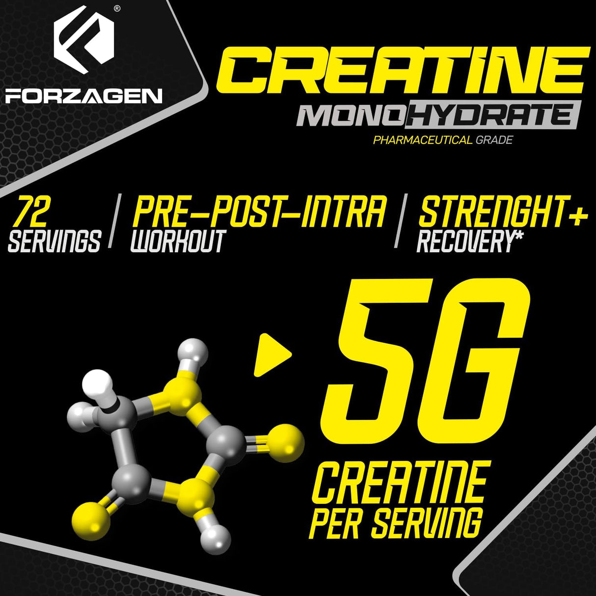 Forzagen Creatina Monohidratada Micronizada 72 Servings