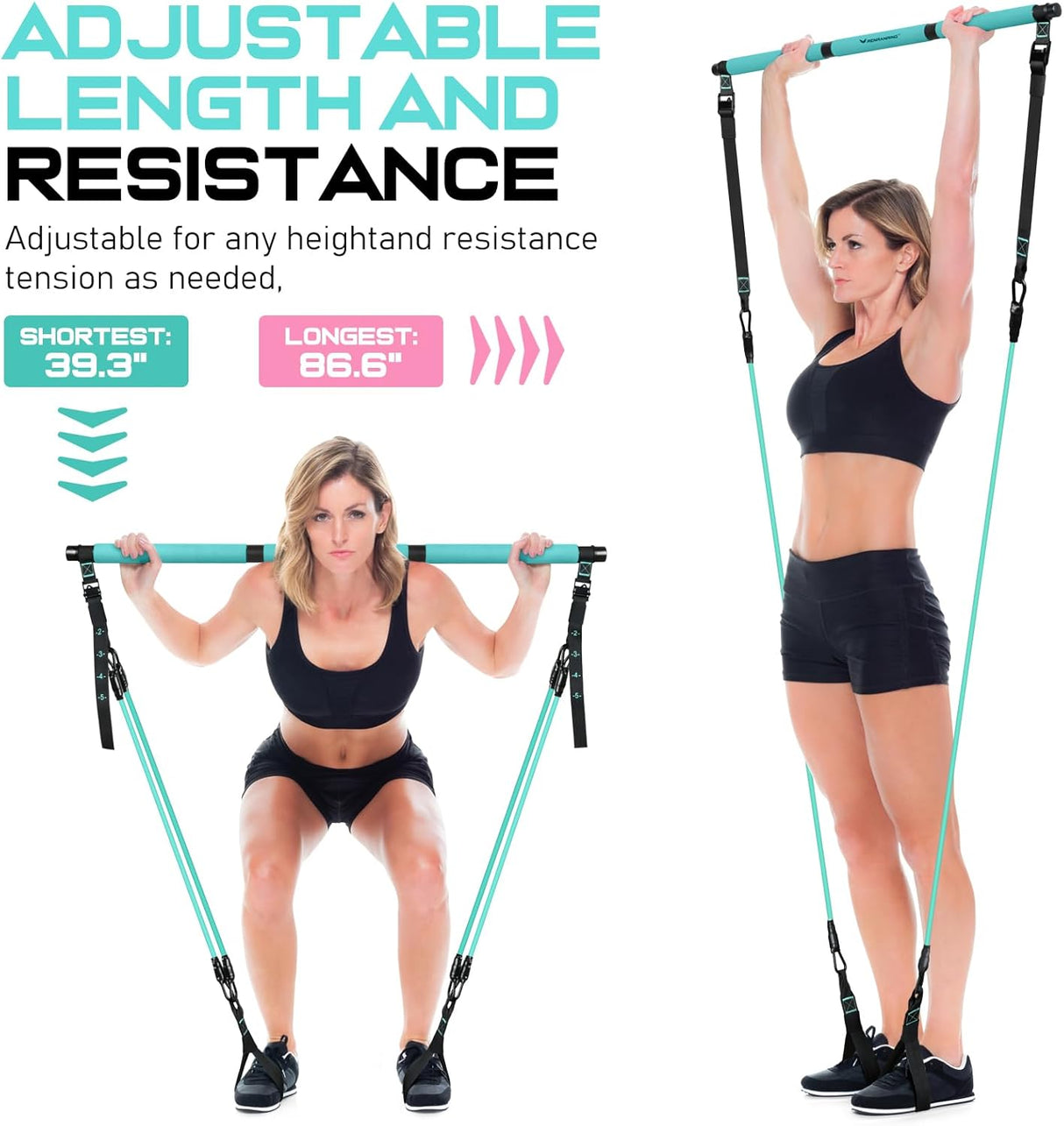 Kit de barra de pilates, multifuncional con bandas de resistencia