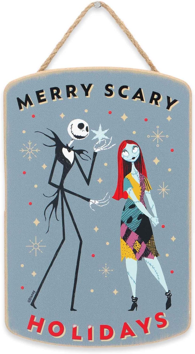 Decoración de Pared de Madera Disney Halloween, Jack y Sally