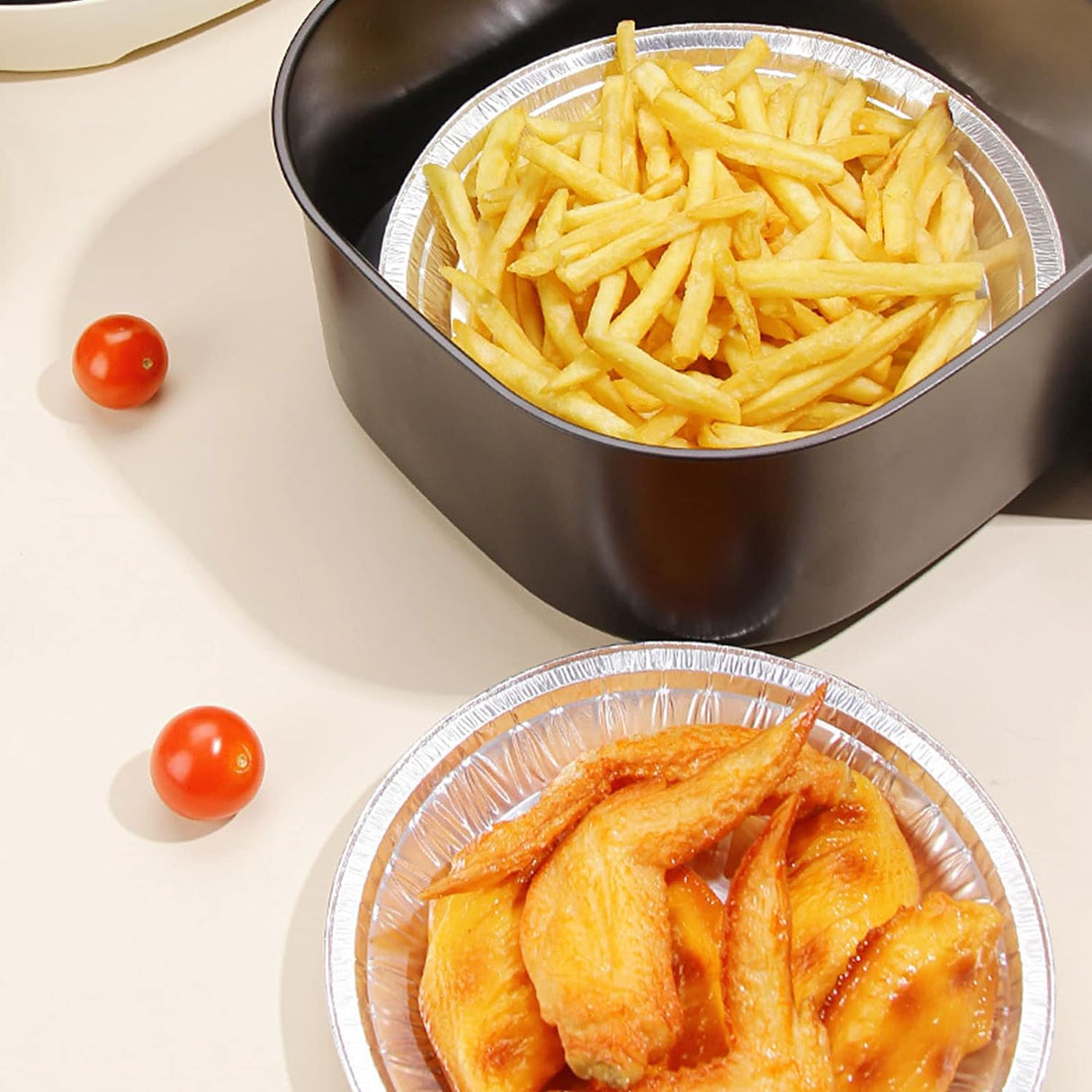 Sartenes redondos de papel de aluminio de 8 pulgadas para freidora de aire
