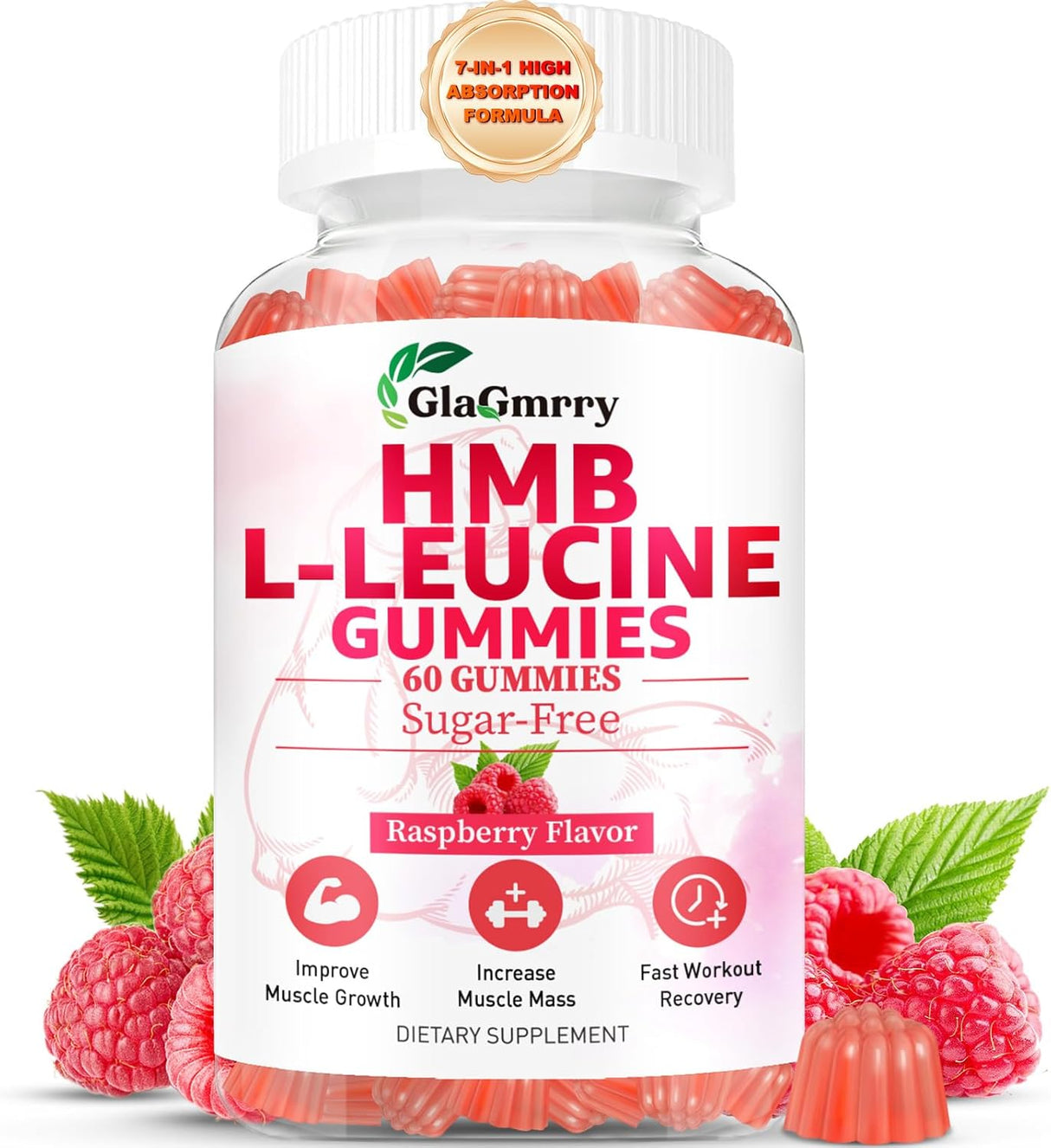 HMBLeucine Gummies, 3500mg, Muscular Recovery, Vegan, 60u