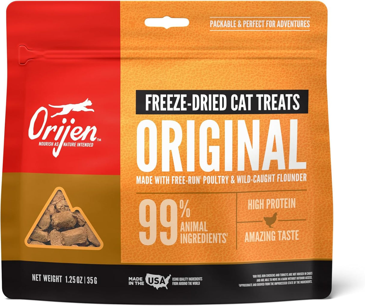 ORIJEN Golosinas Liofilizadas para Gatos, Sin Granos, 1.25oz