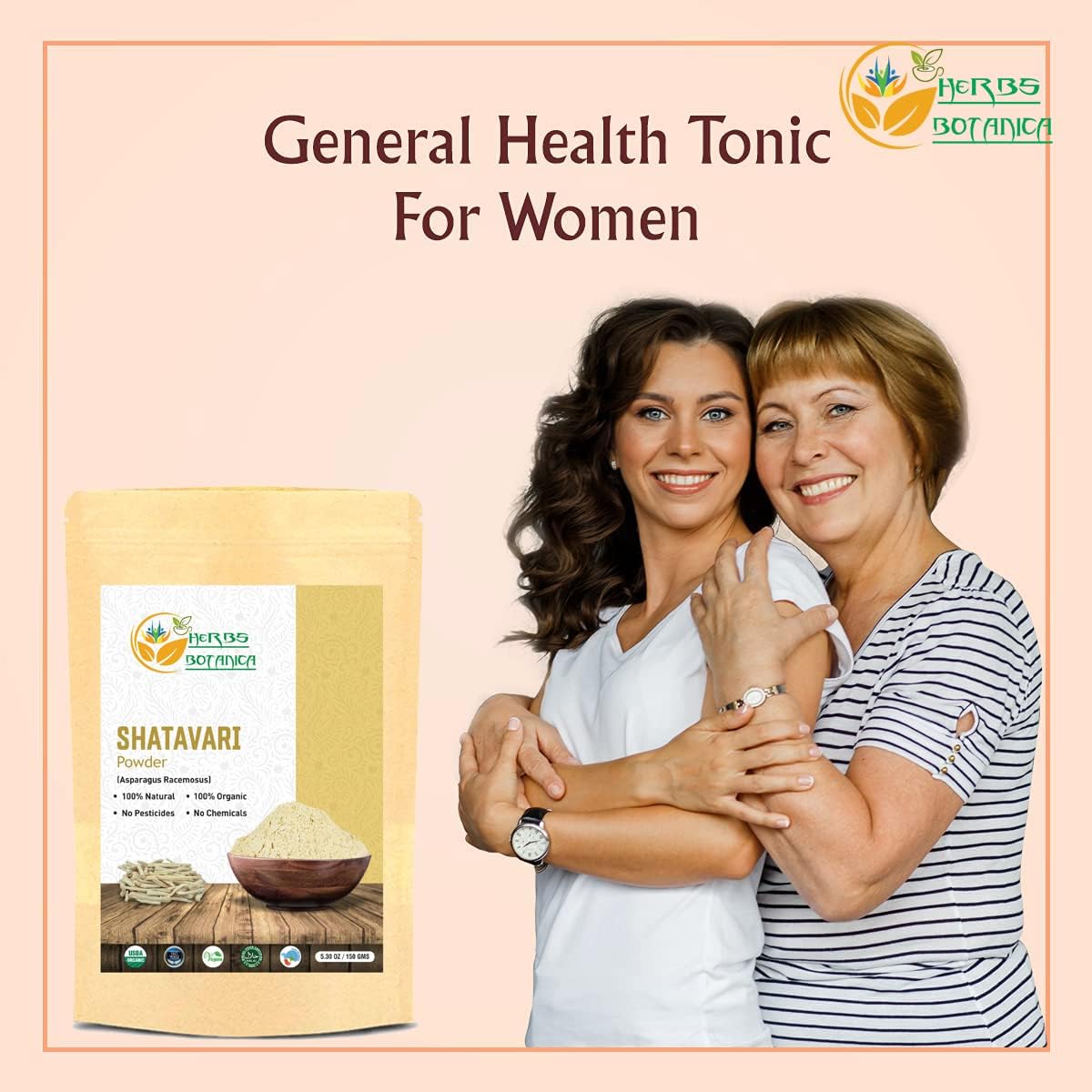 Suplemento Herbs Botanica Shatavari Polvo orgánico espárrago