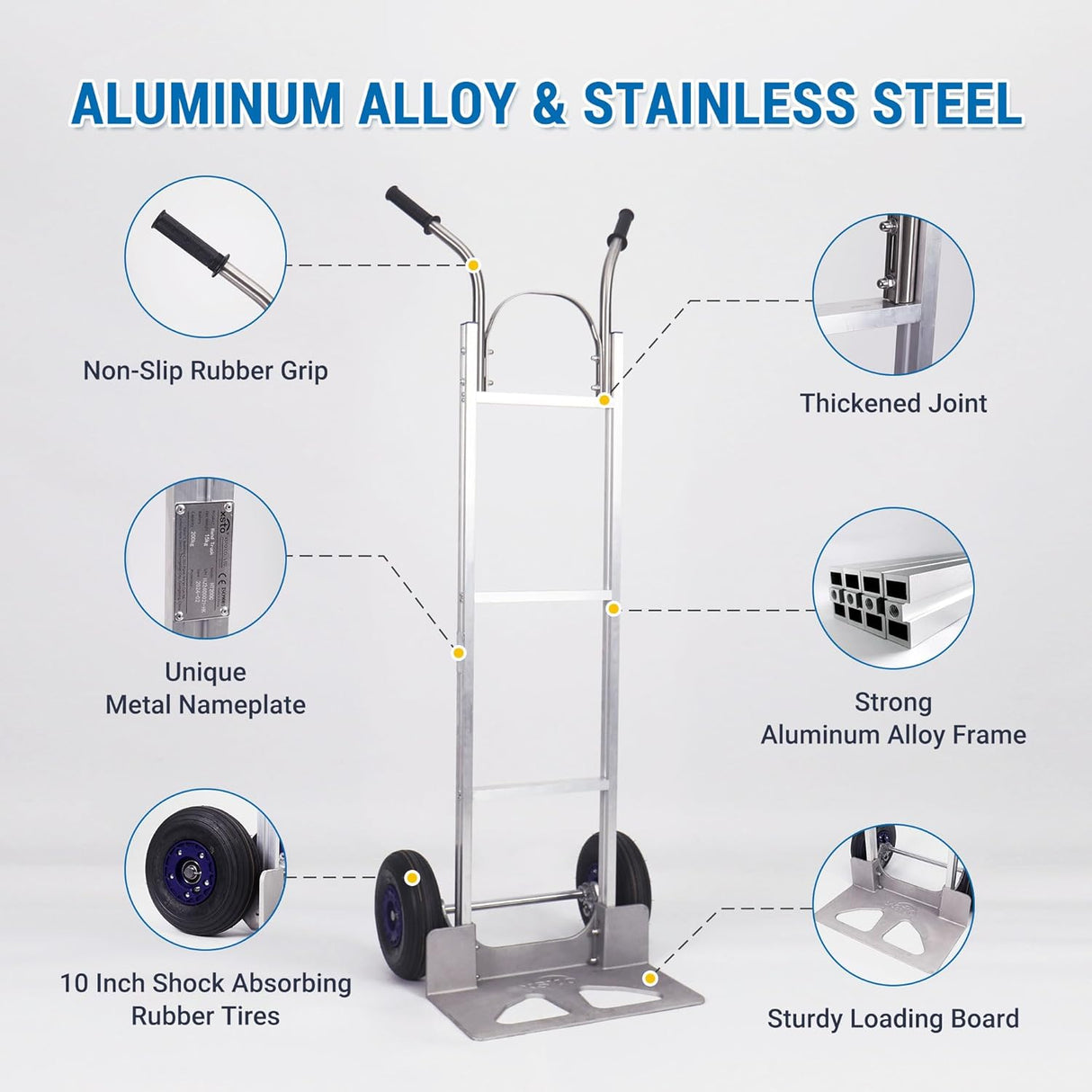 Carretilla de Aluminio HT200C 440 Lbs, Doble Pasamanos, Neumáticos
