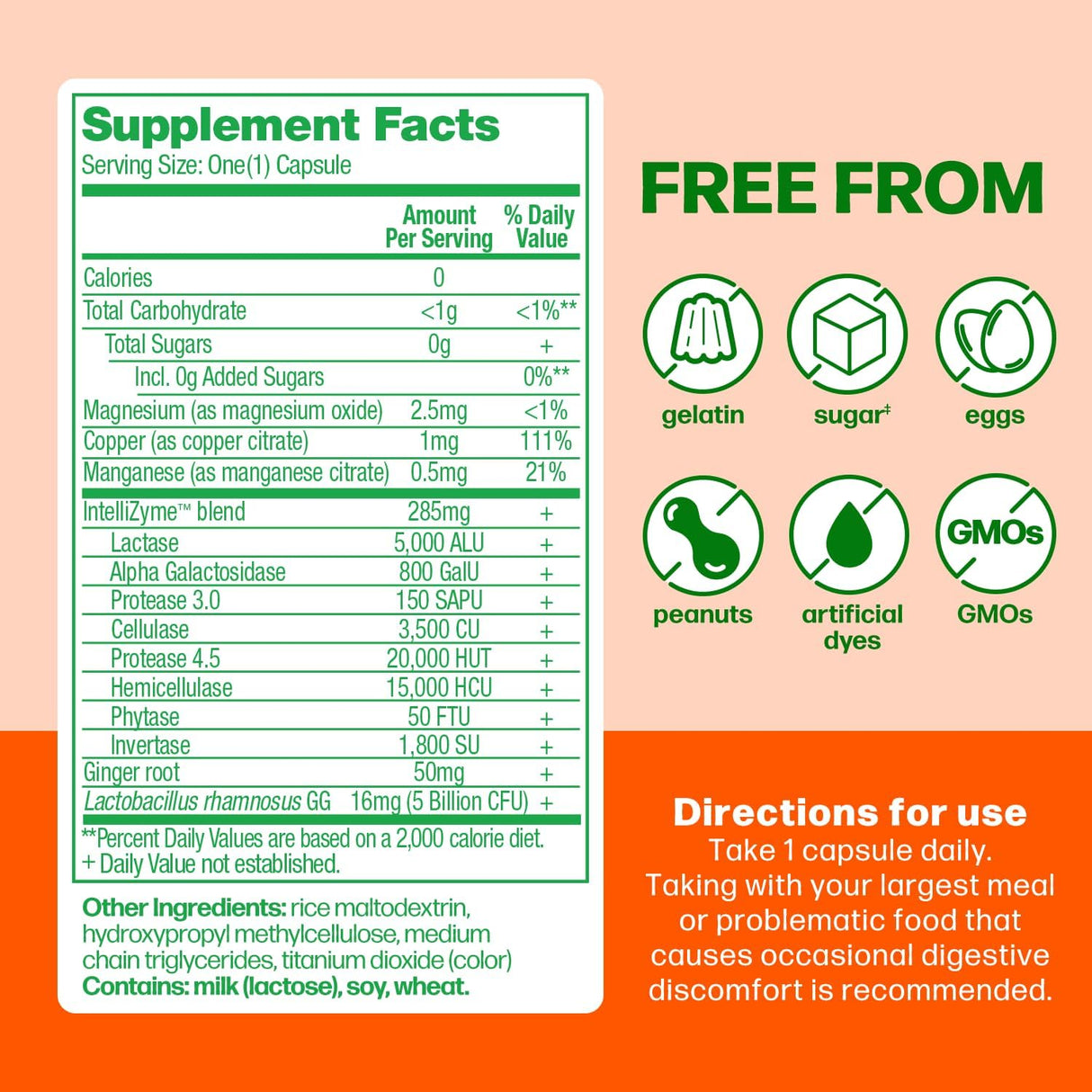 Culturelle Bloating & Gas Defensa, Enzimas y Probióticos, 30 Cápsulas