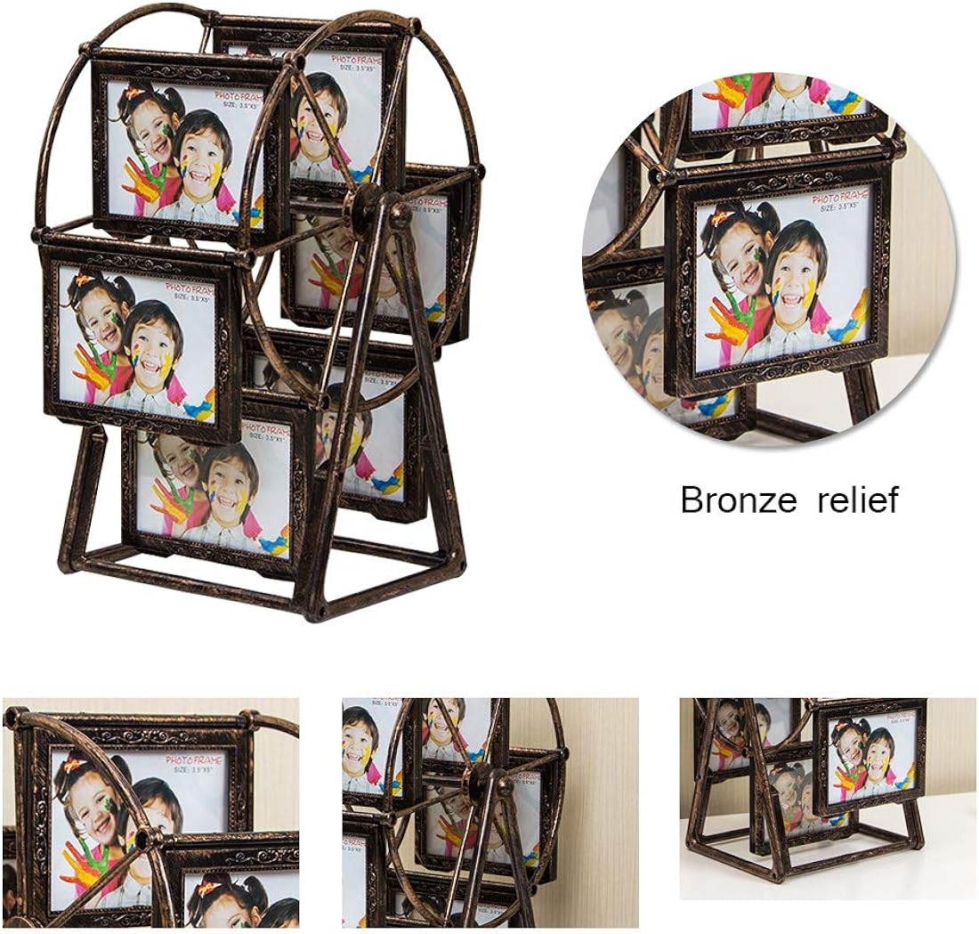 Marco de fotos giratorio con rueda de noria para 12 fotos
